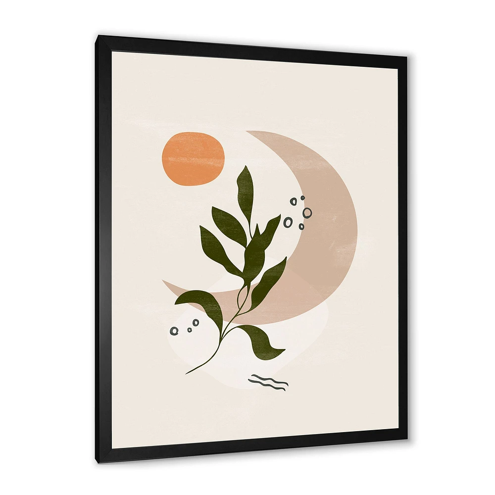 Abstract Geometrical Moon with Leaf I  Wall Art