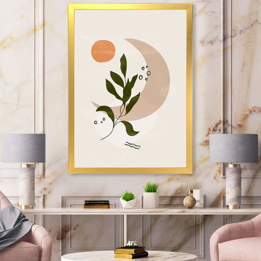 Toile « Abstract Geometrical Moon with Leaf I »