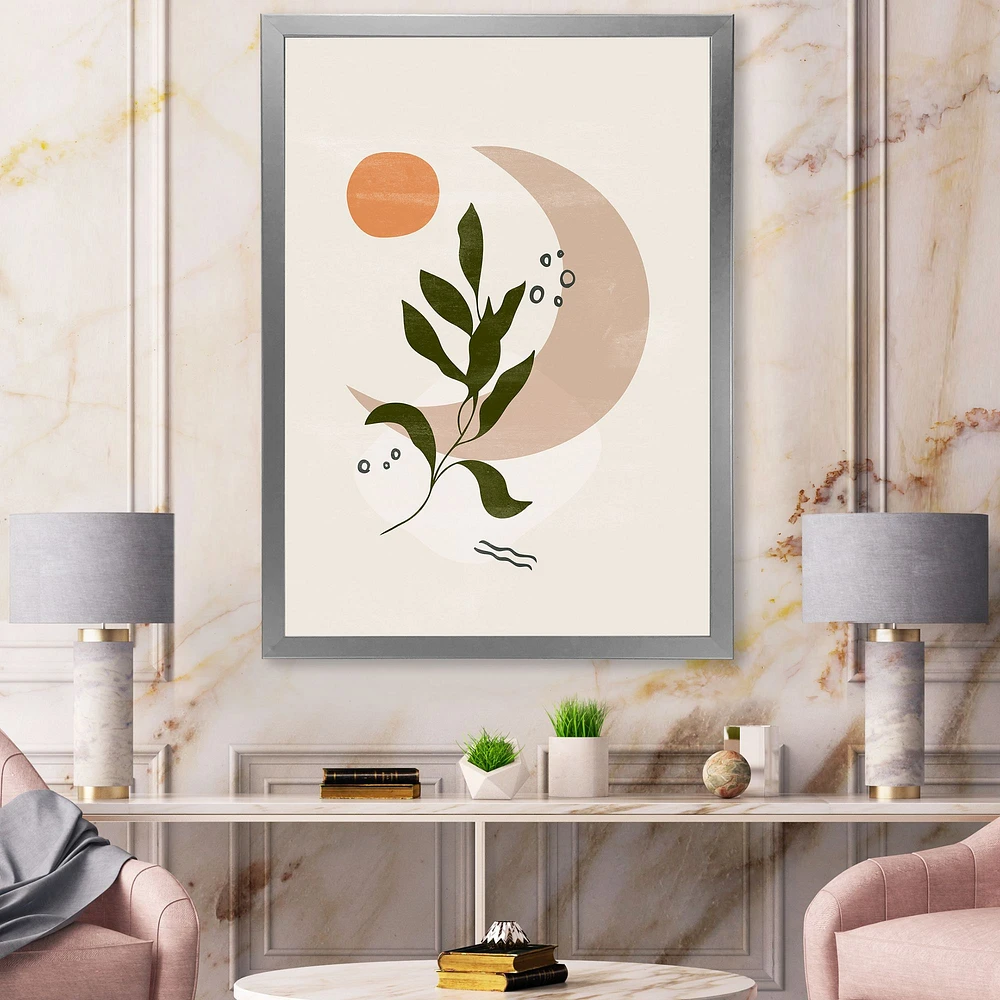 Toile « Abstract Geometrical Moon with Leaf I »