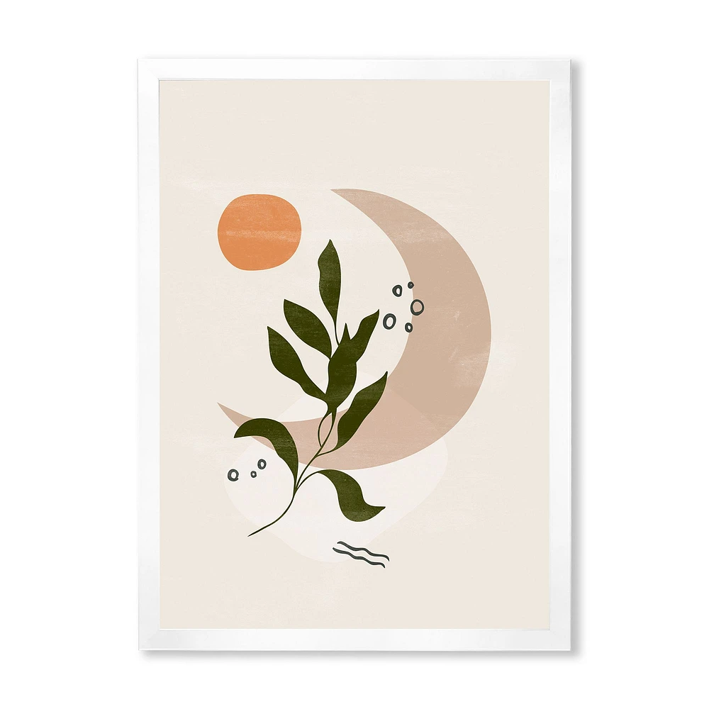 Toile « Abstract Geometrical Moon with Leaf I »