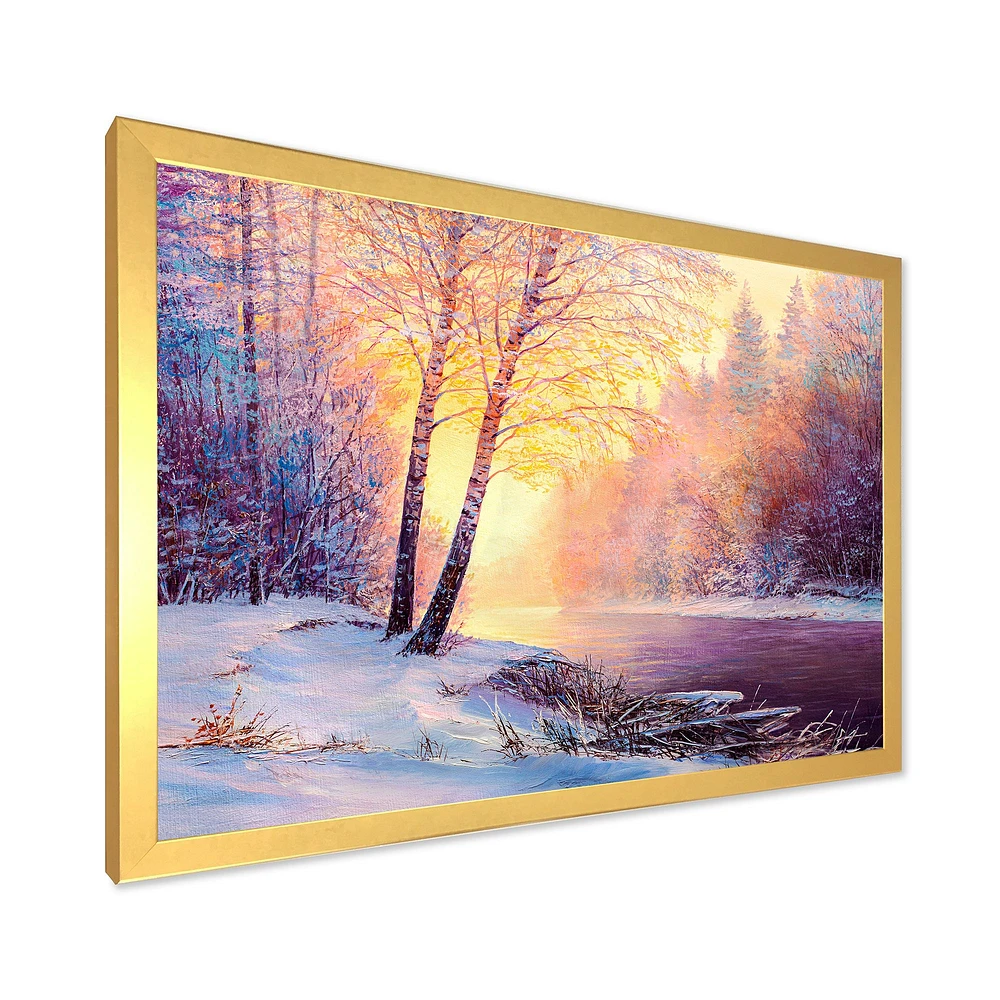 Winter Scenery with Bridge of Meandering River II  Wall Art