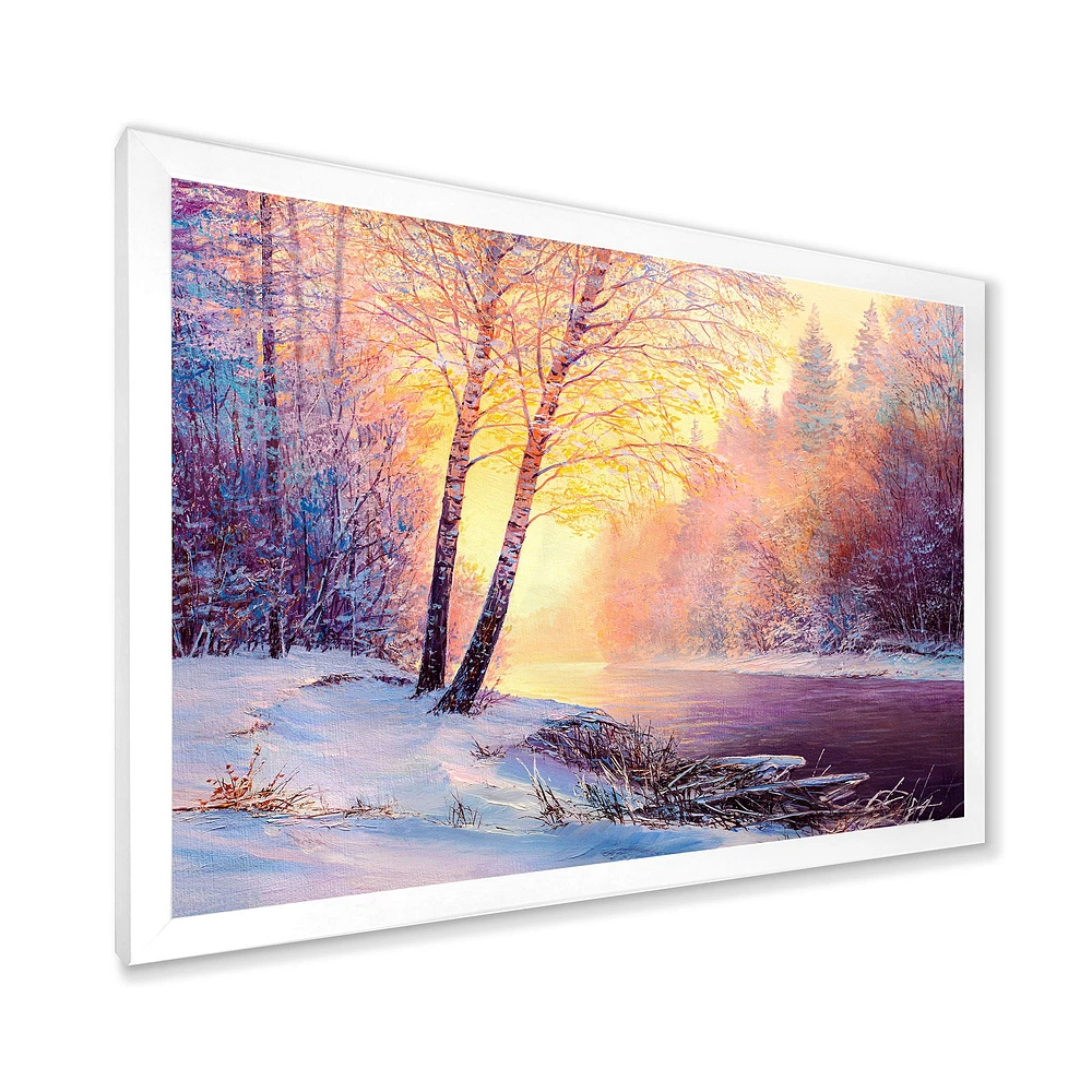 Winter Scenery with Bridge of Meandering River II  Wall Art