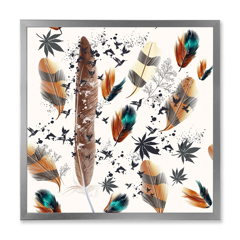 Multicolored Feather Pattern  Wall Art