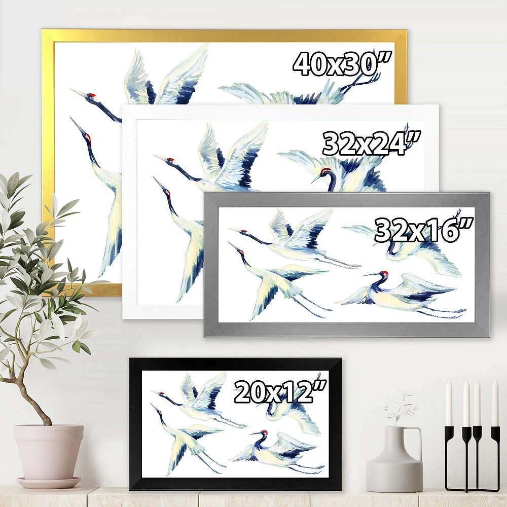 Asian Crane Bird Impression  Wall Art