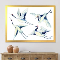 Asian Crane Bird Impression  Wall Art