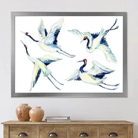 Asian Crane Bird Impression  Wall Art