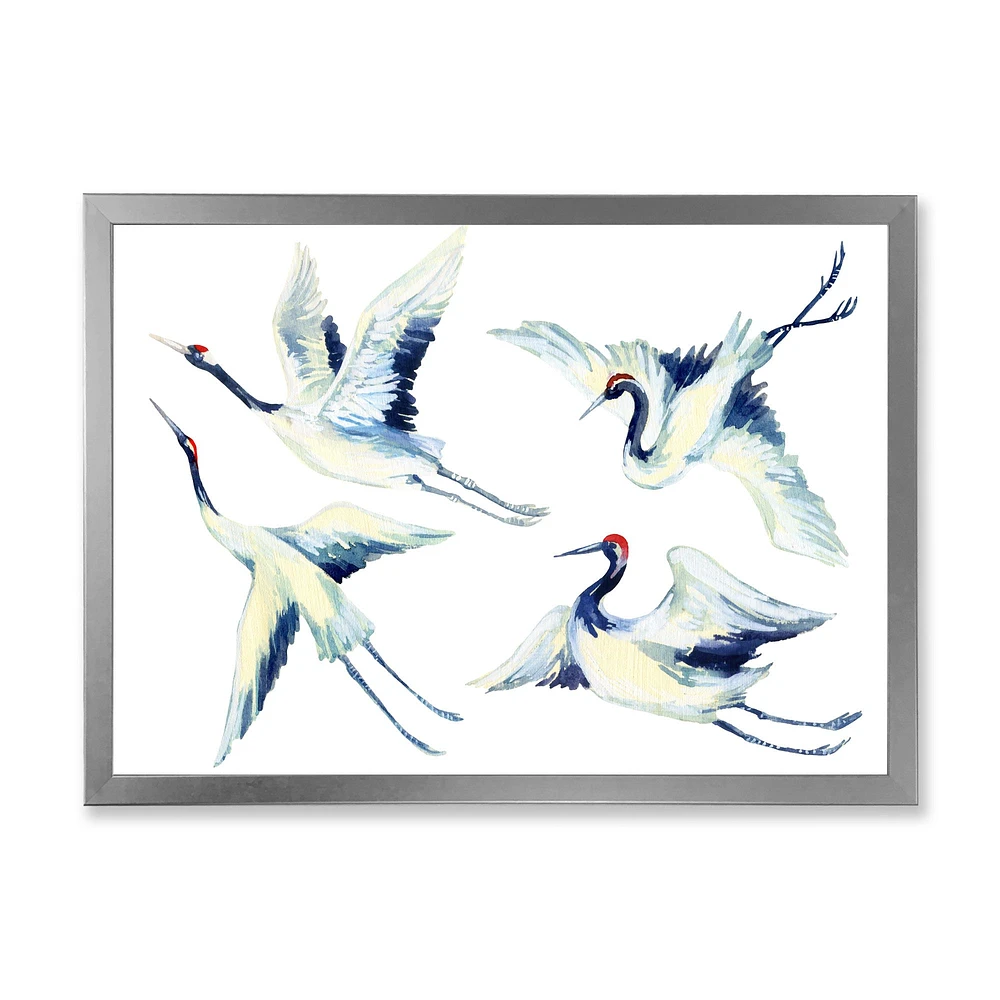 Asian Crane Bird Impression  Wall Art