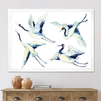 Asian Crane Bird Impression  Wall Art