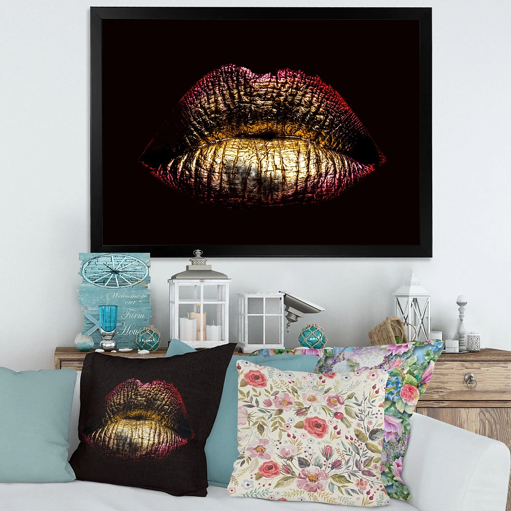 Sexy Golden Metallized Female Lips IV  Wall Art