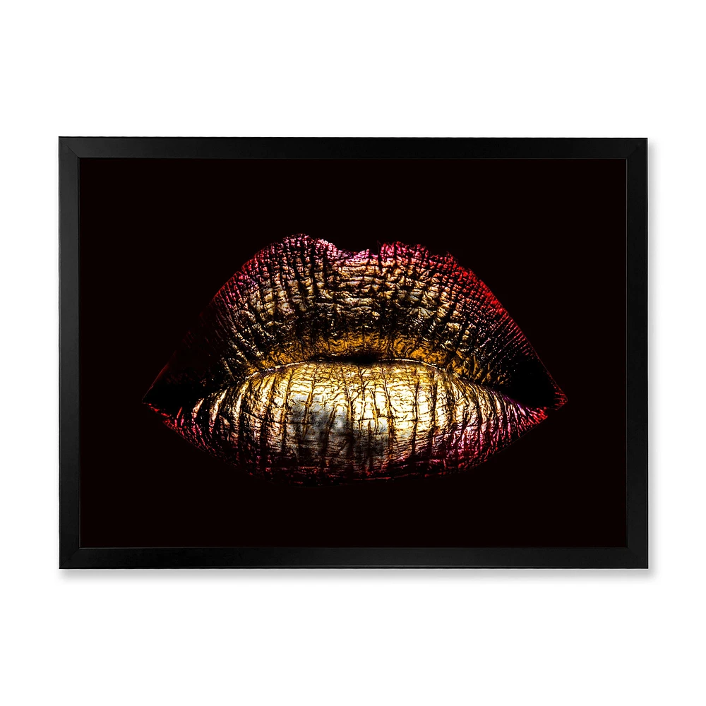 Sexy Golden Metallized Female Lips IV  Wall Art