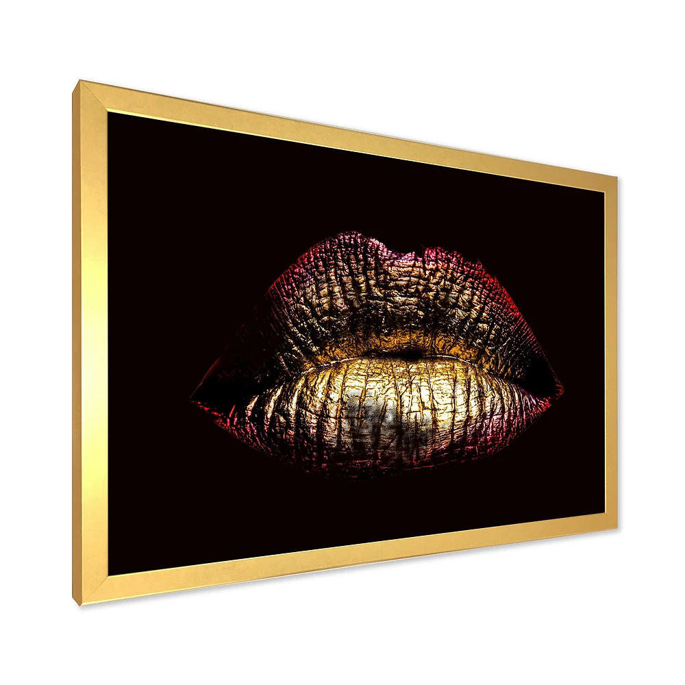 Sexy Golden Metallized Female Lips IV  Wall Art