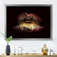 Sexy Golden Metallized Female Lips IV  Wall Art