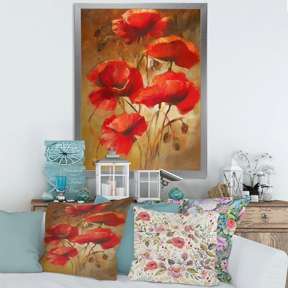 Red Blossoming Poppies IV  Wall Art