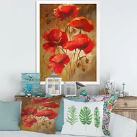 Red Blossoming Poppies IV  Wall Art