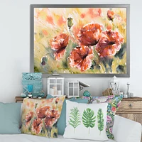 Red Poppy on A Field  Wall Art