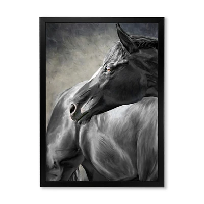 Portrait of A Black Horse  Canvas Wall Art Print