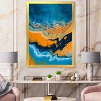 Toile « Abstract Marble Composition Blue and Orange IV »