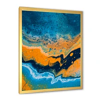 Abstract Marble Composition Blue and Orange IV  Wall Art