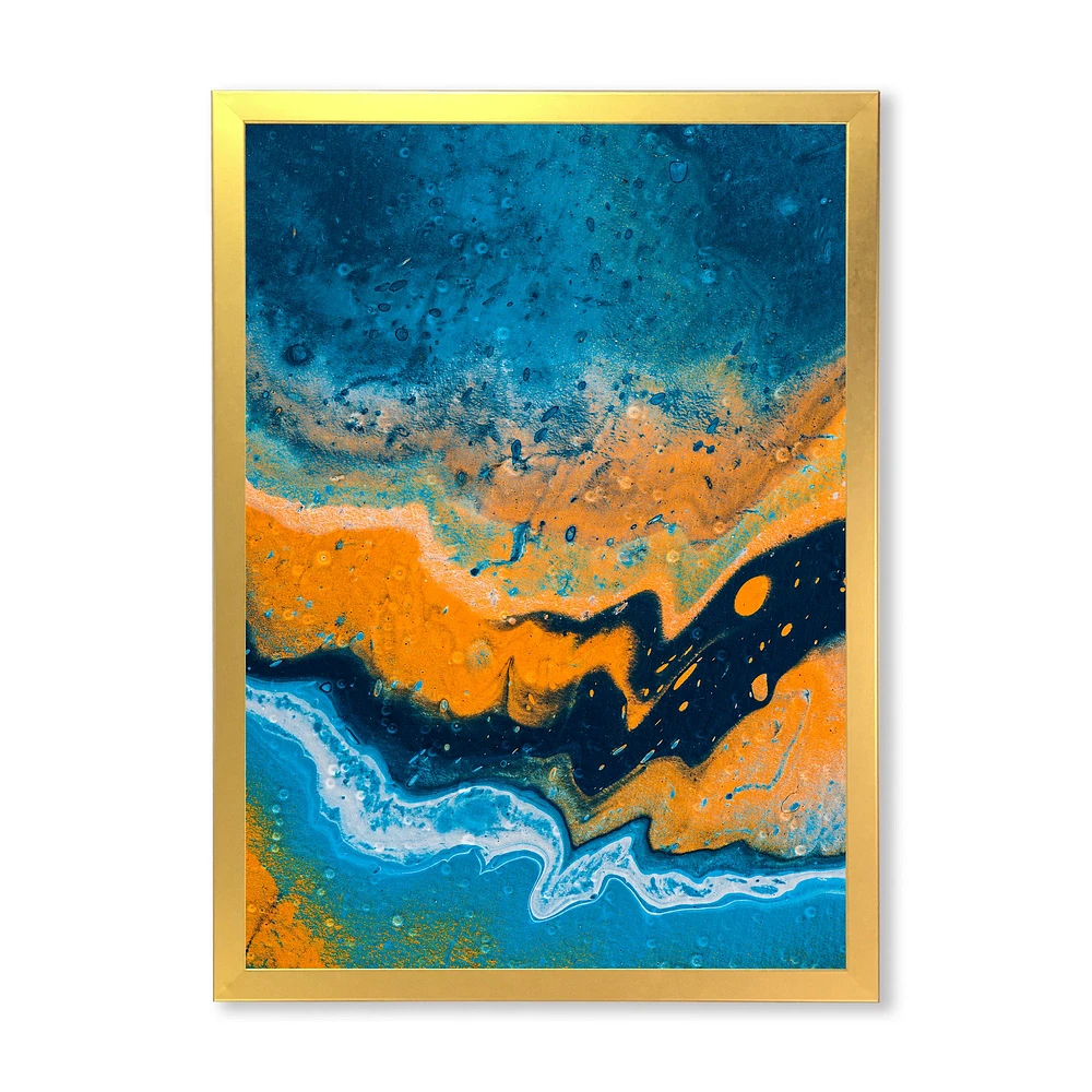 Abstract Marble Composition Blue and Orange IV  Wall Art