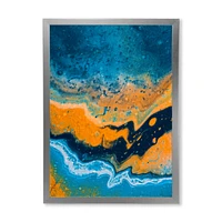 Abstract Marble Composition Blue and Orange IV  Wall Art