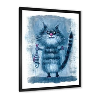 Cat Holding A Fish Its Claws  Wall Art