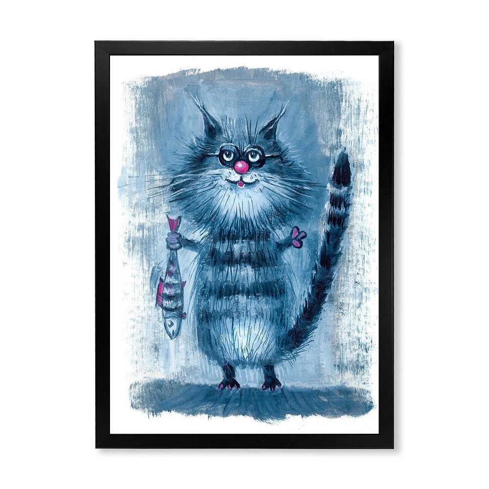 Cat Holding A Fish Its Claws  Wall Art