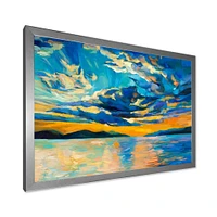 Cloudy Wide Open Sunset Over Ocean Horizon  Wall Art