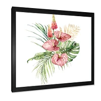 Tropical Bouquet with Anthurium Lupine & Leaves I  Canvas Wall Art Print