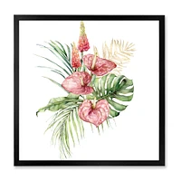 Tropical Bouquet with Anthurium Lupine & Leaves I  Canvas Wall Art Print