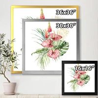 Tropical Bouquet with Anthurium Lupine & Leaves I  Canvas Wall Art Print