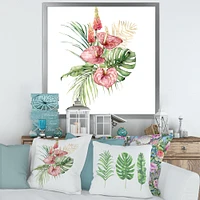 Tropical Bouquet with Anthurium Lupine & Leaves I  Canvas Wall Art Print