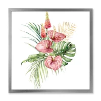 Tropical Bouquet with Anthurium Lupine & Leaves I  Canvas Wall Art Print