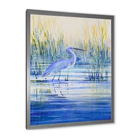 Blue Heron on The Lake Shore At Sunset  Canvas Wall Art Print