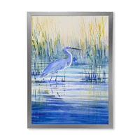 Blue Heron on The Lake Shore At Sunset  Canvas Wall Art Print