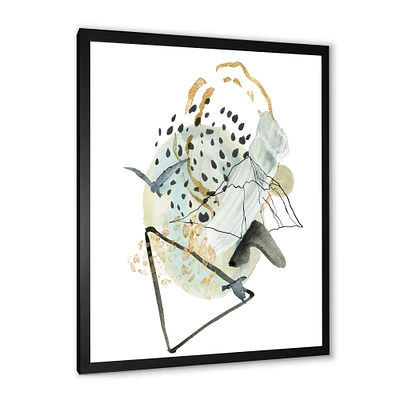 Gouache of Abstract Landscape with Mountain Bird  Canvas Wall Art Print