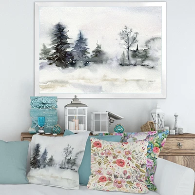 Christmas Minimalistic Forest Landscape and Snow Canvas Wall Art