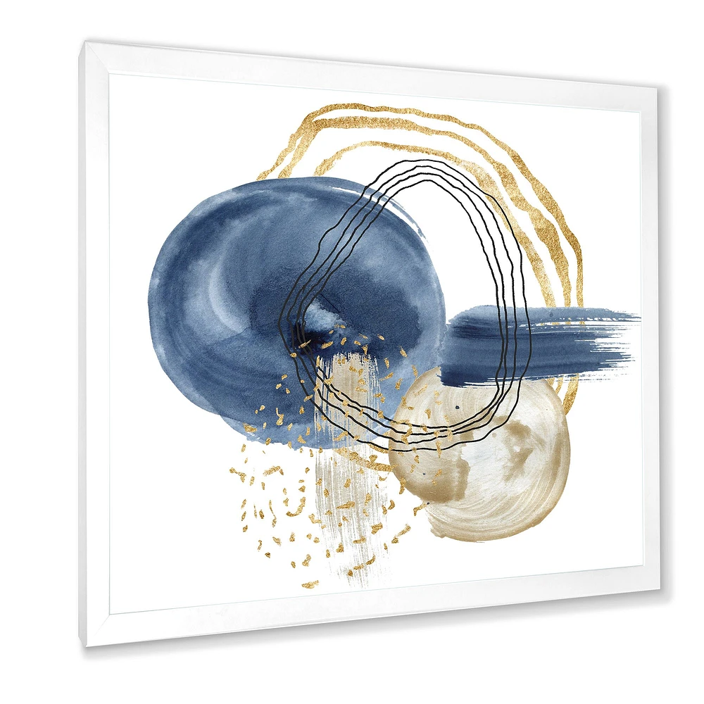 Abstract Dark Blue Gold & Black Underwater Life Canvas Wall Art Print