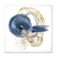 Abstract Dark Blue Gold & Black Underwater Life Canvas Wall Art Print