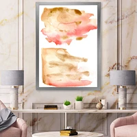 Pink Gold Red and Beige Abstract Clouds  Canvas Wall Art Print
