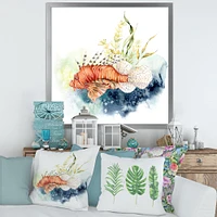Lionfish and Kelp with Coral Reef Laminaria  Canvas Wall Art Print