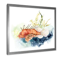 Lionfish and Kelp with Coral Reef Laminaria  Canvas Wall Art Print