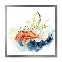 Lionfish and Kelp with Coral Reef Laminaria  Canvas Wall Art Print