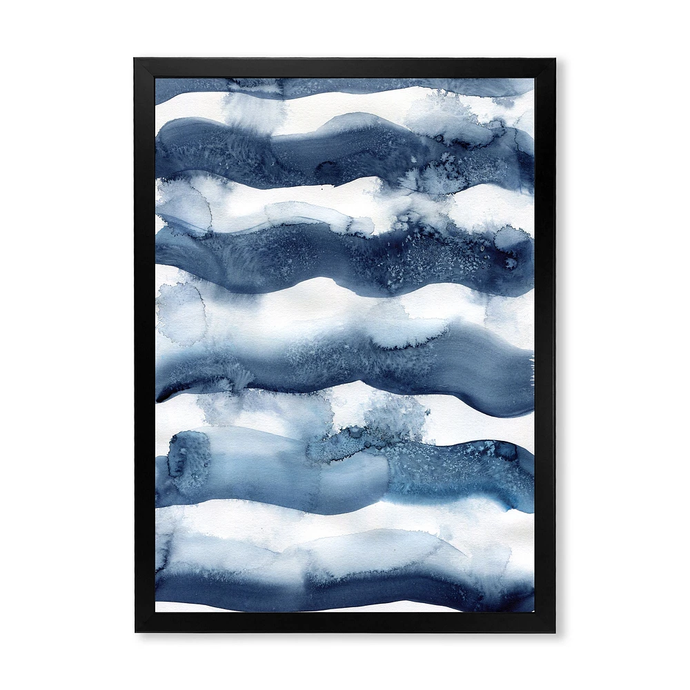 Abstract Classic Blue Waves  Wall Art