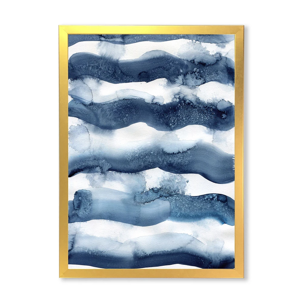 Abstract Classic Blue Waves  Wall Art