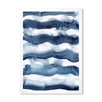 Abstract Classic Blue Waves  Wall Art