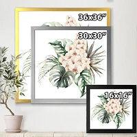 Bouquet with Orchids Monstera and Coconut Leaves Canvas Wall Art Print