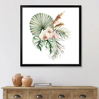 Tropical Bouquet with Orchids Palm Leaves  Canvas Wall Art Print