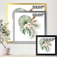 Tropical Bouquet with Orchids Palm Leaves  Canvas Wall Art Print