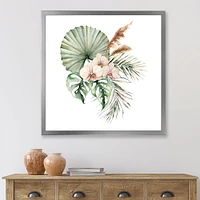 Tropical Bouquet with Orchids Palm Leaves  Canvas Wall Art Print