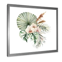 Tropical Bouquet with Orchids Palm Leaves  Canvas Wall Art Print